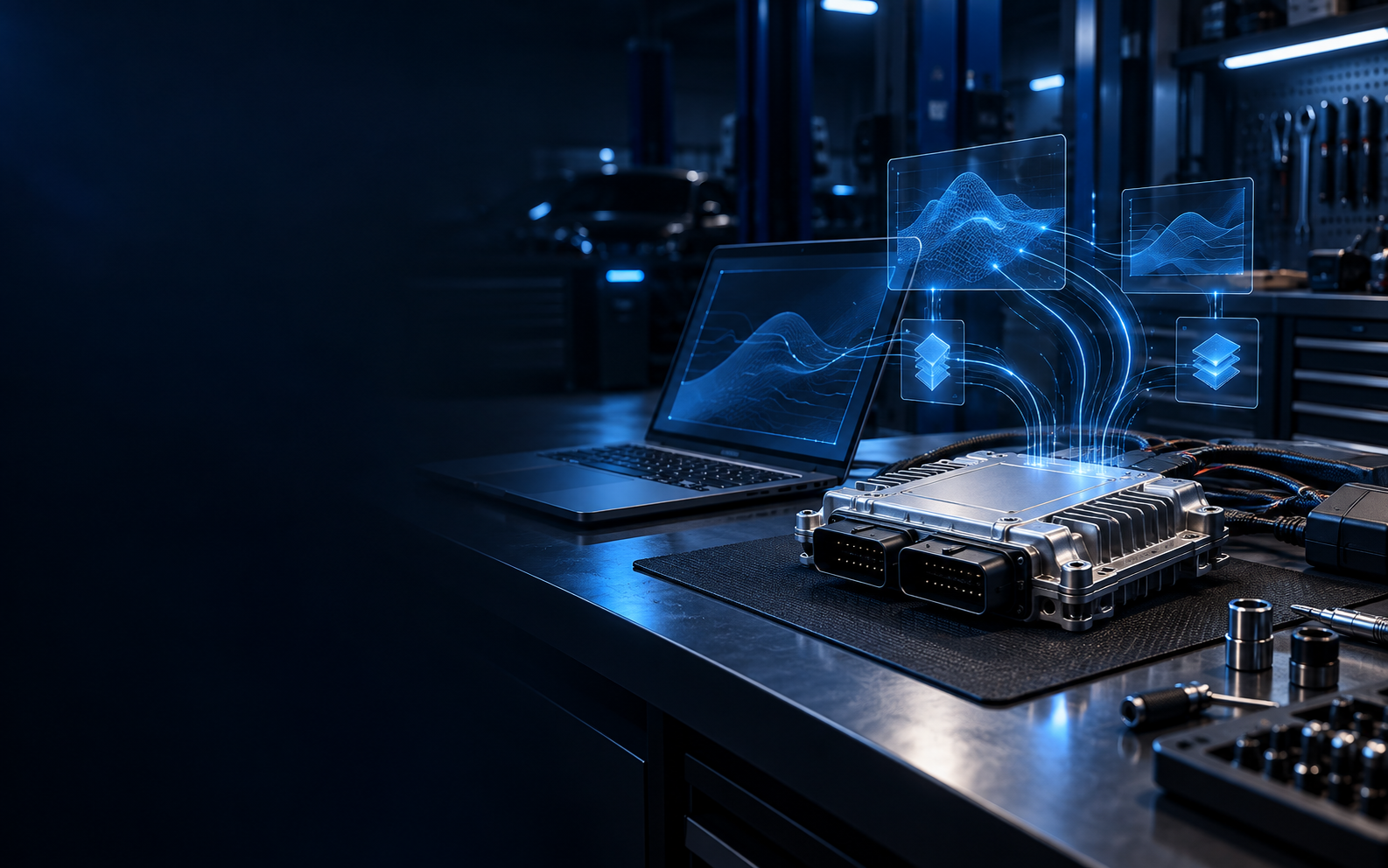 ECU tuning workspace connected by a digital workflow